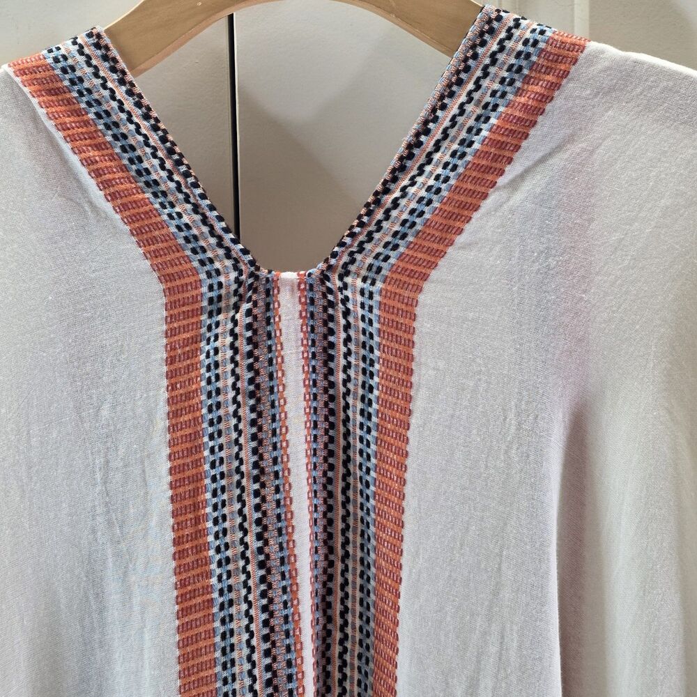 Vismaya W Fringe Kimono Ruana Textured Woven Boho Artisan Swimwear Cover Up OS - Picture 6 of 9